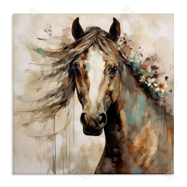 stupell industries Lazar Studio | Brown Horse with Florals