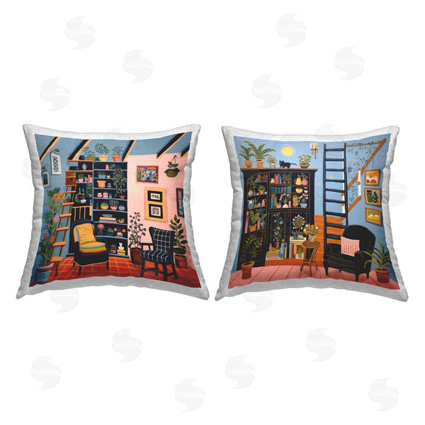 Stupell Industries Lazar Studio | Cozy Decorated Reading Nook Printed Throw Pillow Set