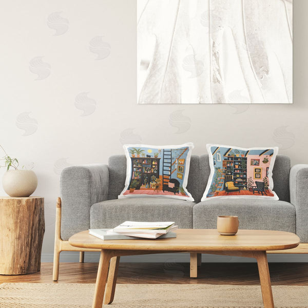 stupell industries Lazar Studio | Cozy Decorated Reading Nook Printed Throw Pillow Set