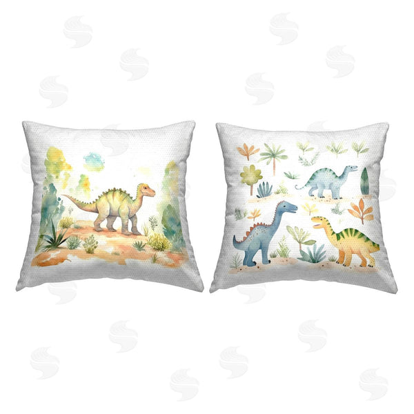 Stupell Industries Lazar Studio | Dinosaurs & Nature Plants Printed Throw Pillow Set