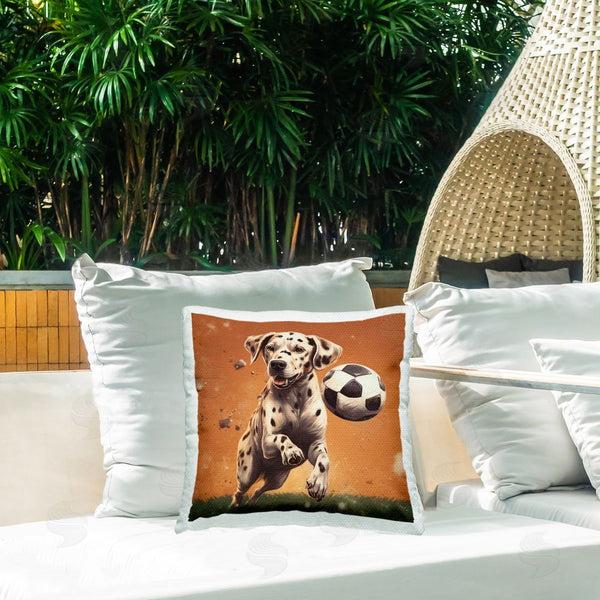 Stupell Industries Lazar Studio | Dog Playing Soccer Printed Throw Pillow
