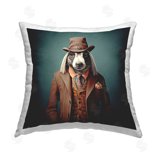 stupell industries Lazar Studio | Dog Wearing Brown Suit Printed Throw Pillow