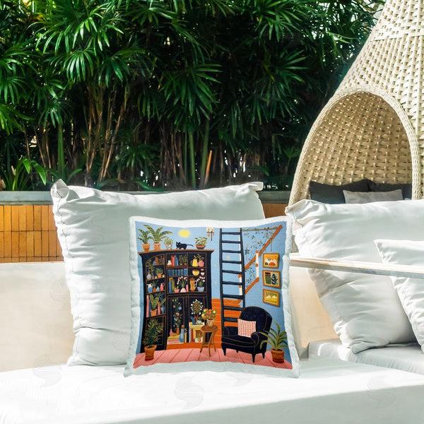 Stupell Industries Lazar Studio | Eclectic Fun Bookshelf Printed Throw Pillow