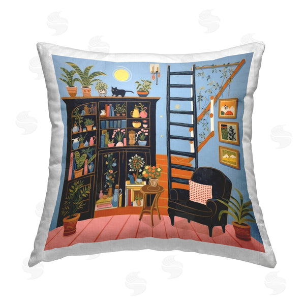 stupell industries Lazar Studio | Eclectic Fun Bookshelf Printed Throw Pillow