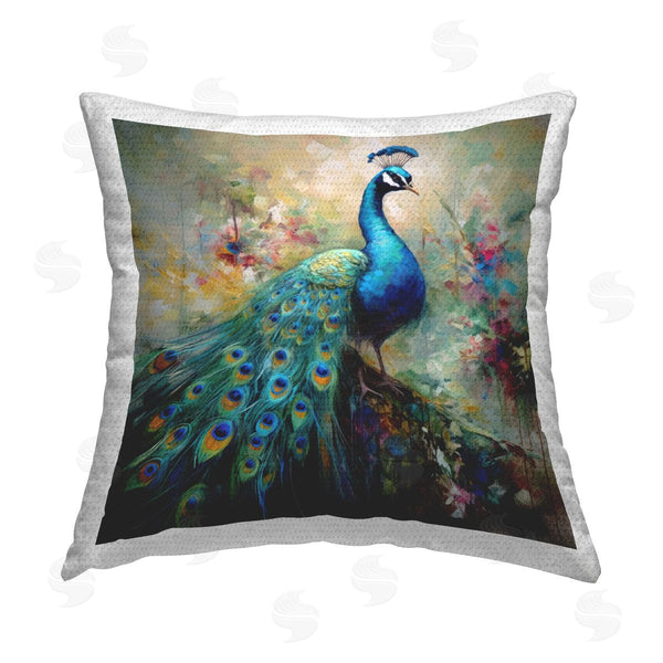 Stupell Industries Lazar Studio | Elegant Peacock Feathers Printed Throw Pillow