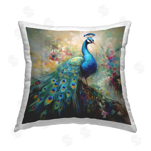 stupell industries Lazar Studio | Elegant Peacock Feathers Printed Throw Pillow