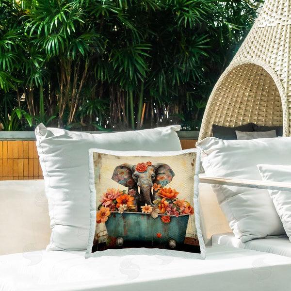 Stupell Industries Lazar Studio | Elephant Bathing Bold Florals Printed Throw Pillow