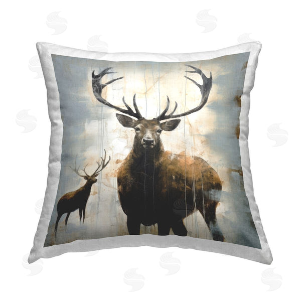 stupell industries Lazar Studio | Elk Abstraction on Grey Printed Throw Pillow