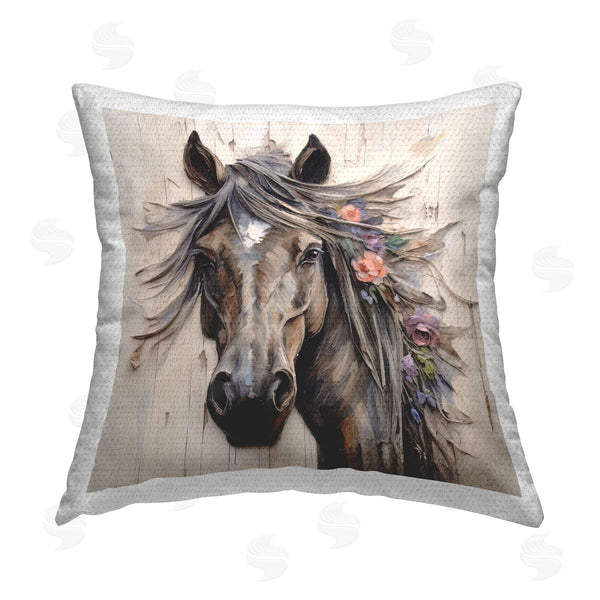 Stupell Industries Lazar Studio | Expressive Horse Portrait Printed Throw Pillow