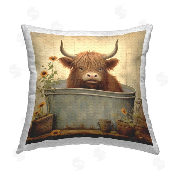 Stupell Industries Lazar Studio | Farmhouse Cow Bathing Printed Throw Pillow