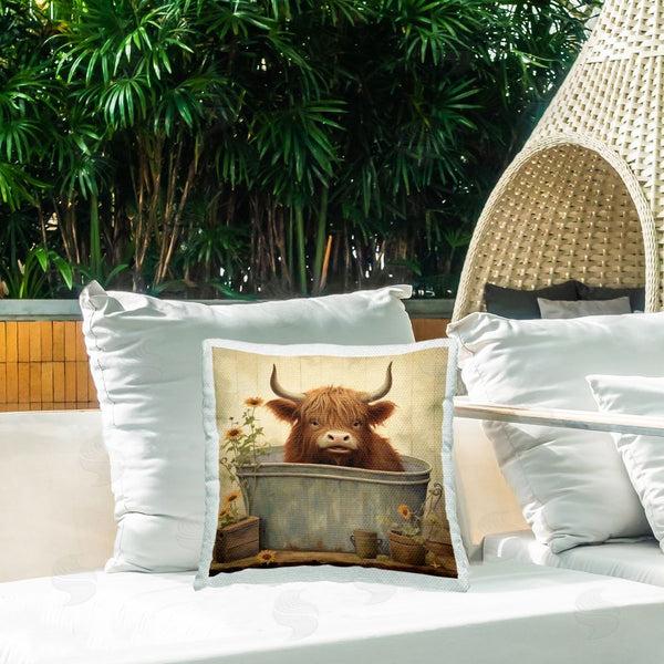 Stupell Industries Lazar Studio | Farmhouse Cow Bathing Printed Throw Pillow