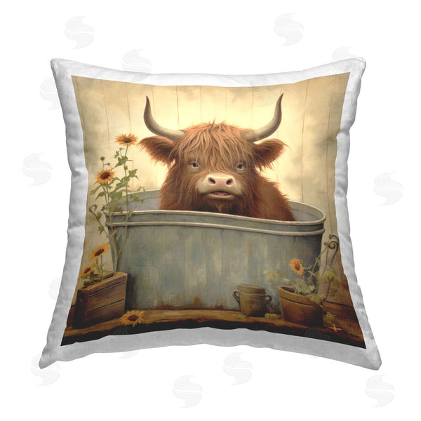 stupell industries Lazar Studio | Farmhouse Cow Bathing Printed Throw Pillow