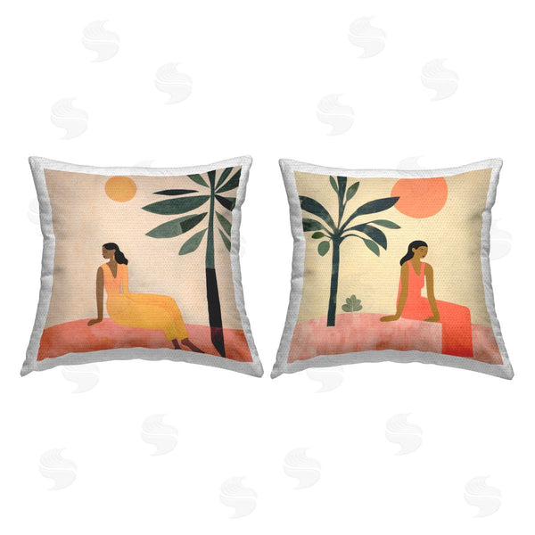 Stupell Industries Lazar Studio | Female Figure Resting Outdoors Printed Throw Pillow Set