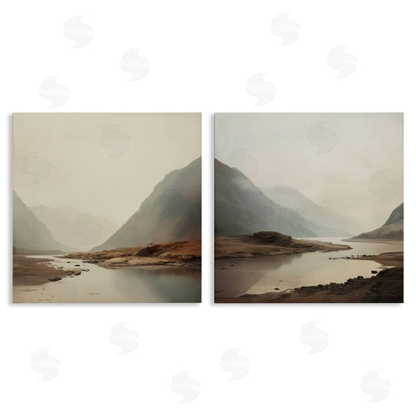 stupell industries Lazar Studio | Fog Shrouded Cliffs & River