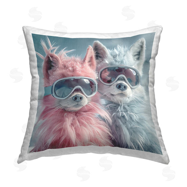 stupell industries Lazar Studio | Foxes in Winter Goggles Printed Throw Pillow