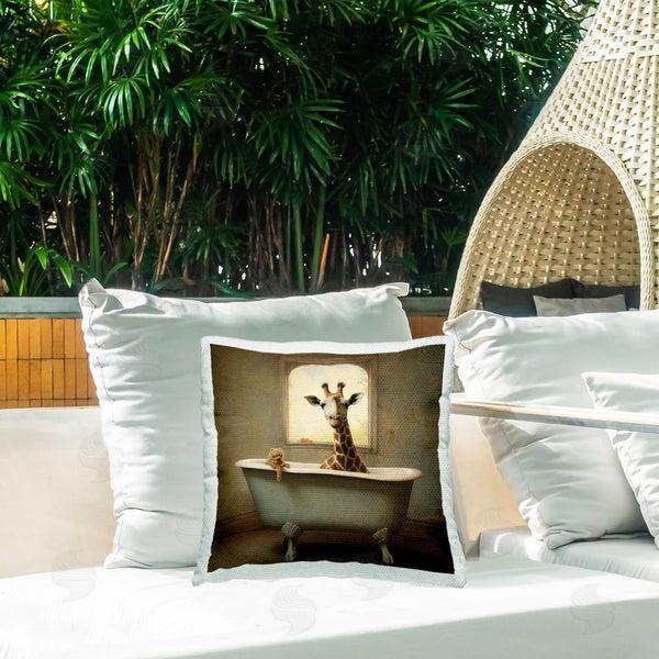 Stupell Industries Lazar Studio | Giraffe In Antique Bathroom Printed Throw Pillow