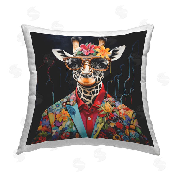 stupell industries Lazar Studio | Giraffe in Floral Suit Printed Throw Pillow
