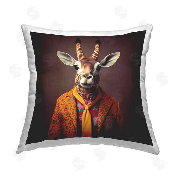 stupell industries Lazar Studio | Giraffe in Trendy Suit Printed Throw Pillow
