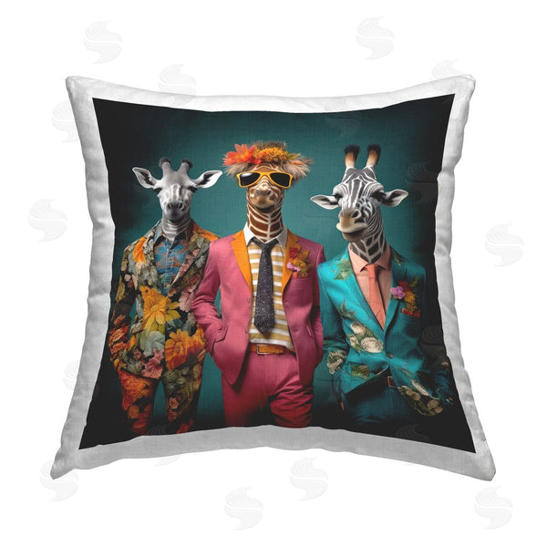 stupell industries Lazar Studio | Giraffes in Fun Suits Printed Throw Pillow
