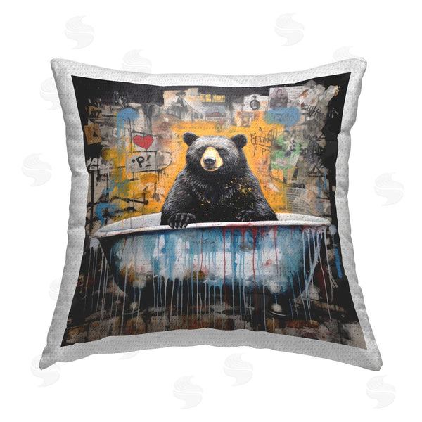 Stupell Industries Lazar Studio | Graffiti Bathing Bear Printed Throw Pillow