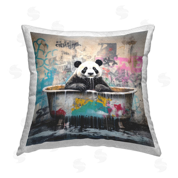 Stupell Industries Lazar Studio | Graffiti Bathing Panda Printed Throw Pillow