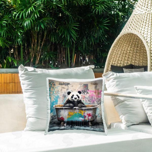 Stupell Industries Lazar Studio | Graffiti Bathing Panda Printed Throw Pillow