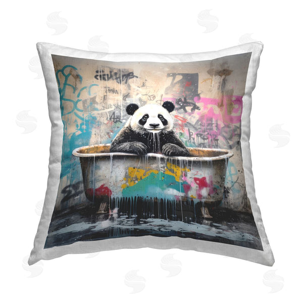 stupell industries Lazar Studio | Graffiti Bathing Panda Printed Throw Pillow