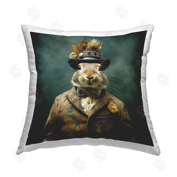 stupell industries Lazar Studio | Hare in Victorian Suit Printed Throw Pillow