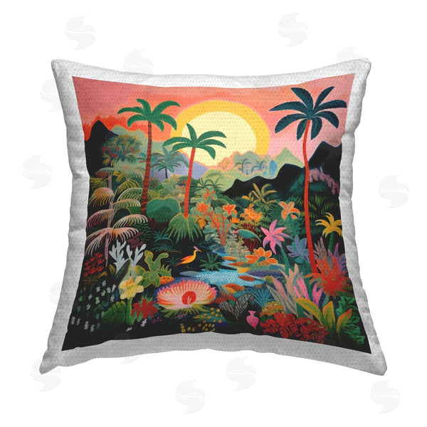 Stupell Industries Lazar Studio | Jungle Sunrise Wildlife Printed Throw Pillow