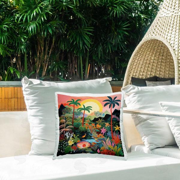 Stupell Industries Lazar Studio | Jungle Sunrise Wildlife Printed Throw Pillow