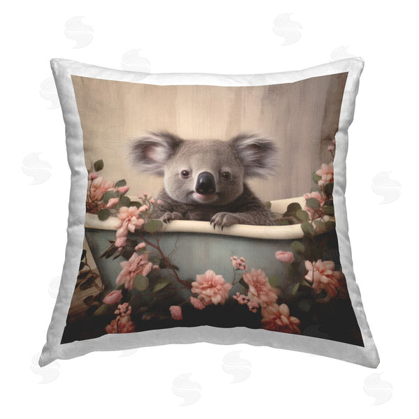 stupell industries Lazar Studio | Koala & Cherry Blossom Bath Printed Throw Pillow