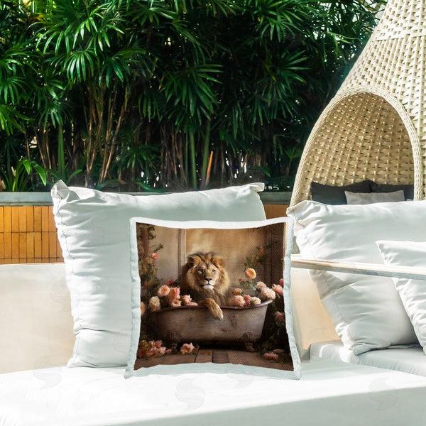 Stupell Industries Lazar Studio | Lion In Floral Tub Printed Throw Pillow