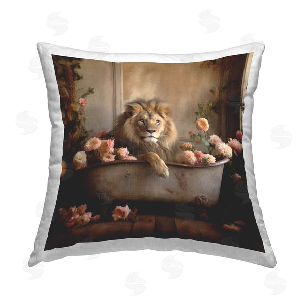 stupell industries Lazar Studio | Lion in Floral Tub Printed Throw Pillow
