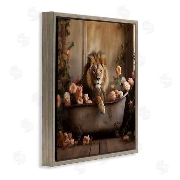 Stupell Industries Lazar Studio | Lion In Flower Filled Tub