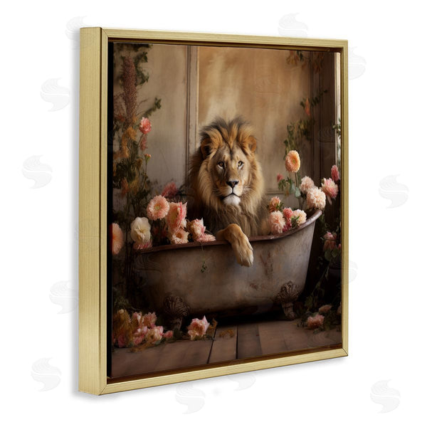 Stupell Industries Lazar Studio | Lion In Flower Filled Tub