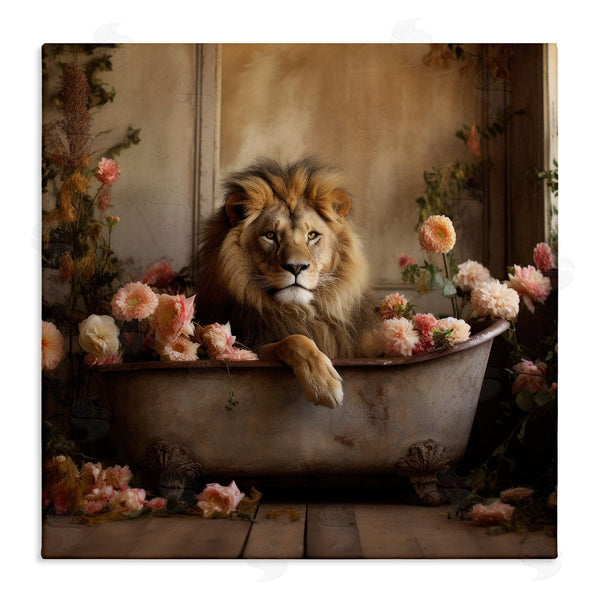 stupell industries Lazar Studio | Lion in Flower Filled Tub