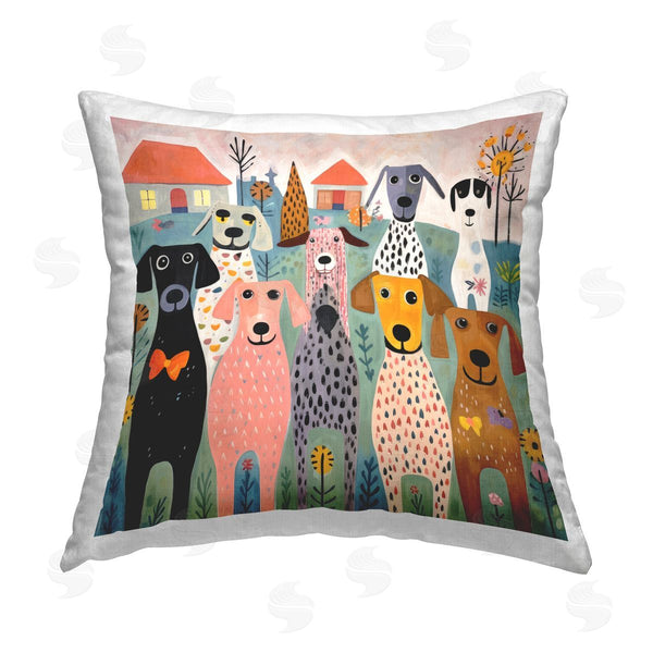 stupell industries Lazar Studio | Mixed Puppies Landscape Printed Throw Pillow