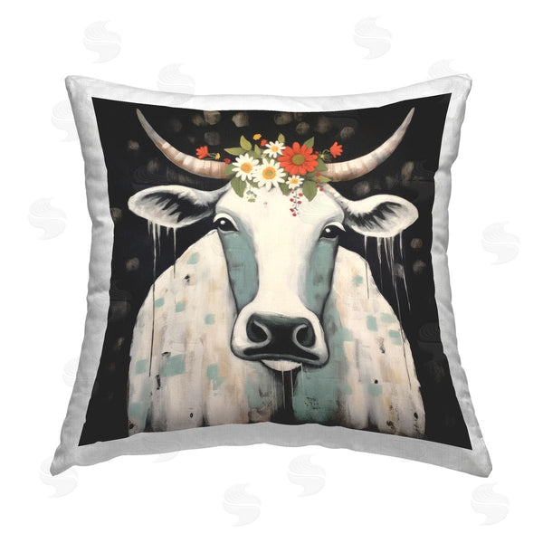 stupell industries Lazar Studio | Modern Cattle on Black Printed Throw Pillow