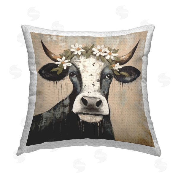 Stupell Industries Lazar Studio | Modern Cow & Daisy Crown Printed Throw Pillow