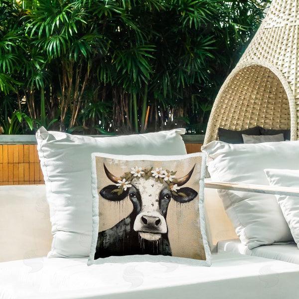 Stupell Industries Lazar Studio | Modern Cow & Daisy Crown Printed Throw Pillow