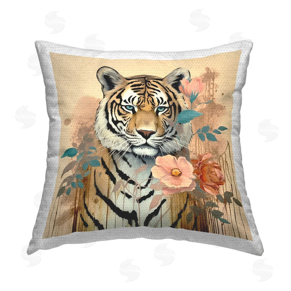 Stupell Industries Lazar Studio | Modern Floral Tiger Printed Throw Pillow