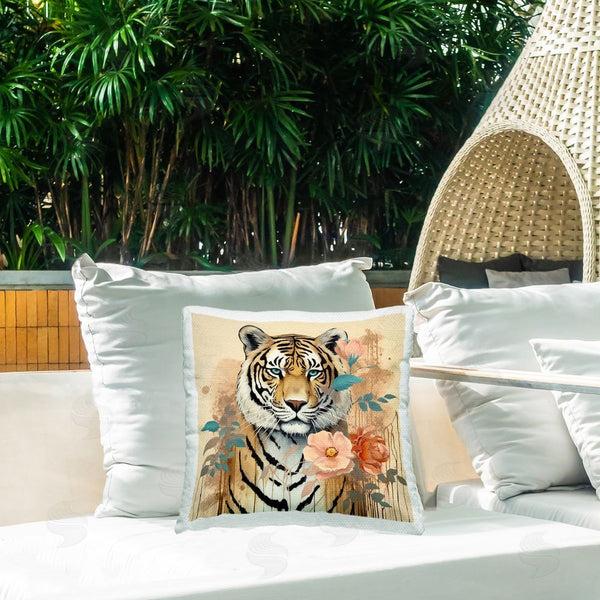 Stupell Industries Lazar Studio | Modern Floral Tiger Printed Throw Pillow
