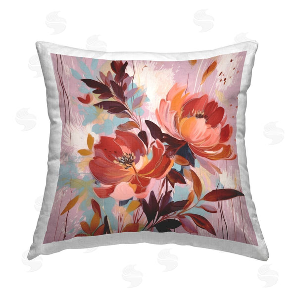 stupell industries Lazar Studio | Modern Red Flower Collage Printed Throw Pillow