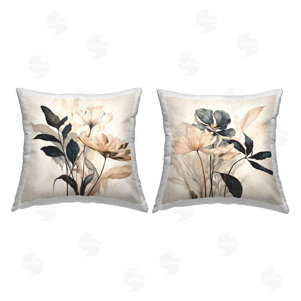 Stupell Industries Lazar Studio | Neutral Hued Floral Bunches Printed Throw Pillow Set