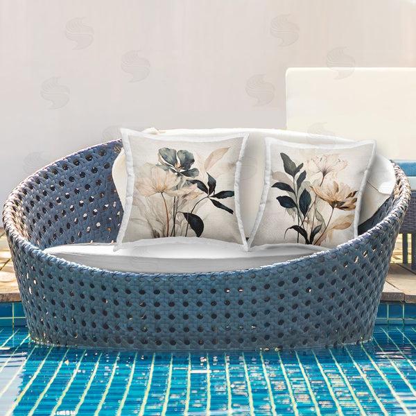 Stupell Industries Lazar Studio | Neutral Hued Floral Bunches Printed Throw Pillow Set