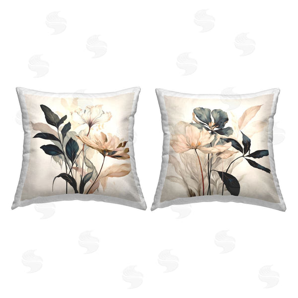 stupell industries Lazar Studio | Neutral Hued Floral Bunches Printed Throw Pillow Set
