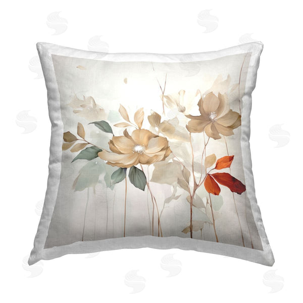 stupell industries Lazar Studio | Neutral & Red Flowers Printed Throw Pillow