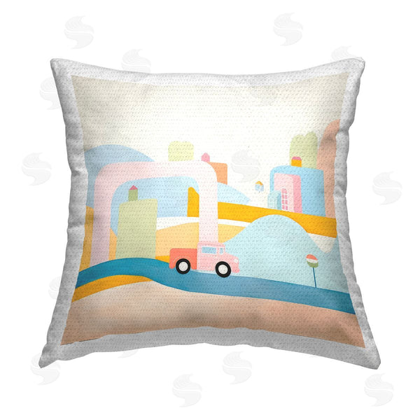 Stupell Industries Lazar Studio | Pastel Car In Landscape Printed Throw Pillow
