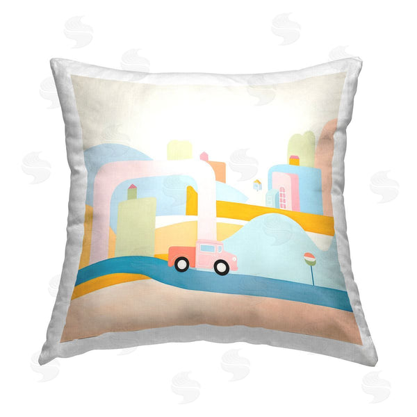 stupell industries Lazar Studio | Pastel Car in Landscape Printed Throw Pillow