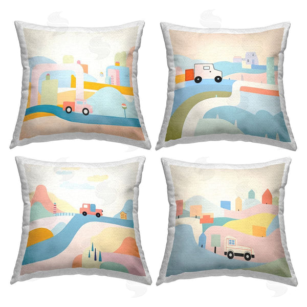 Stupell Industries Lazar Studio | Pastel Driving Landscapes Printed Throw Pillow Set